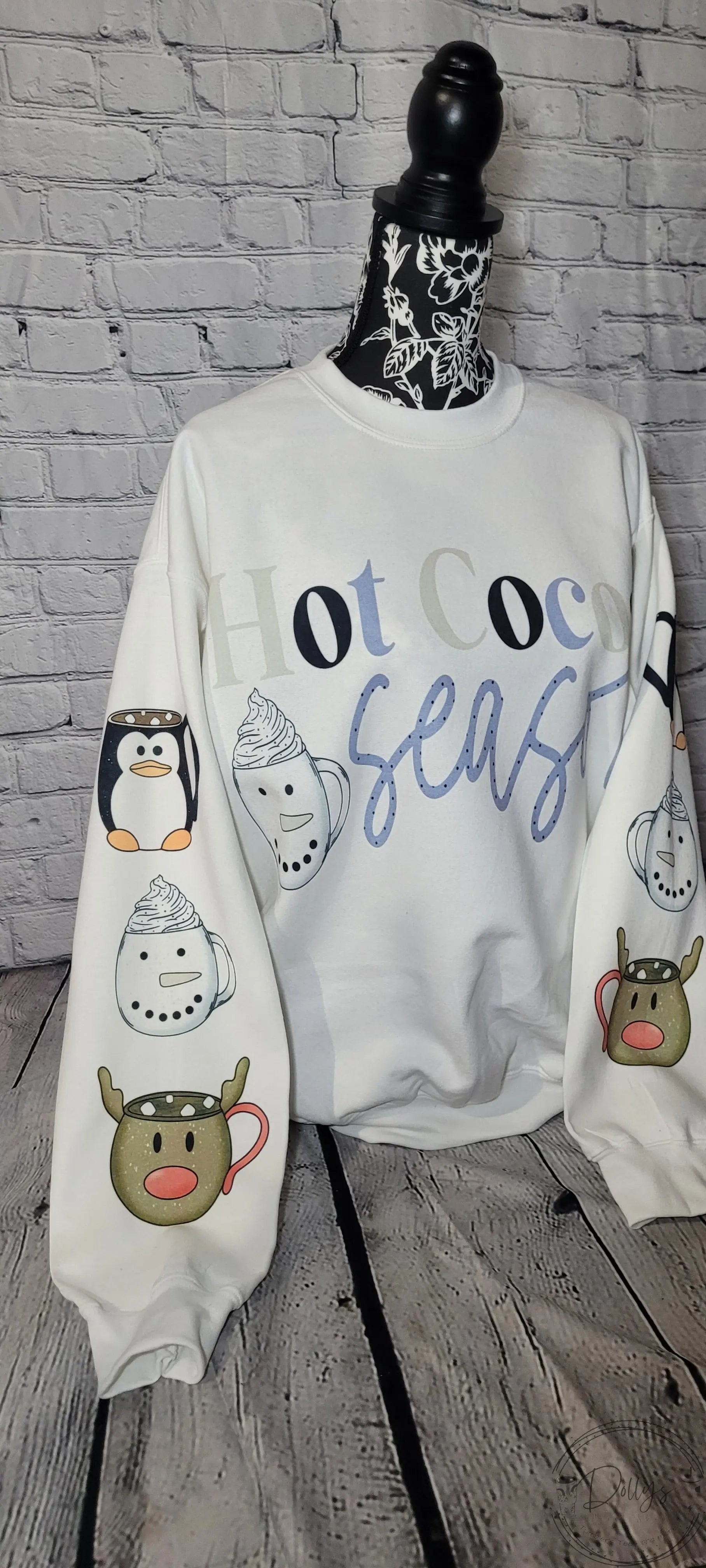 Hot Cocoa Season Sweatshirt Dollys Print Shop LLC