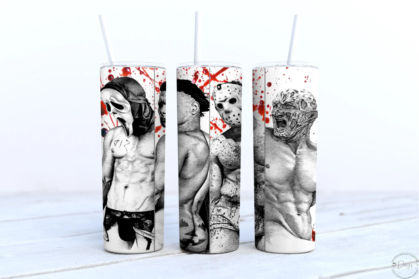 Sexy Horror Jason/Freddy/Michael Meyers/Scream tumbler Dollys Print Shop LLC