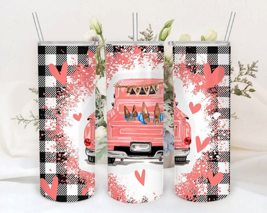 heart and vintage truck tumbler Dollys Print Shop LLC